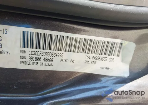 2016 Dodge Dart Sxt from USA, damaged, VIN 1C3CDFBB8GD564005